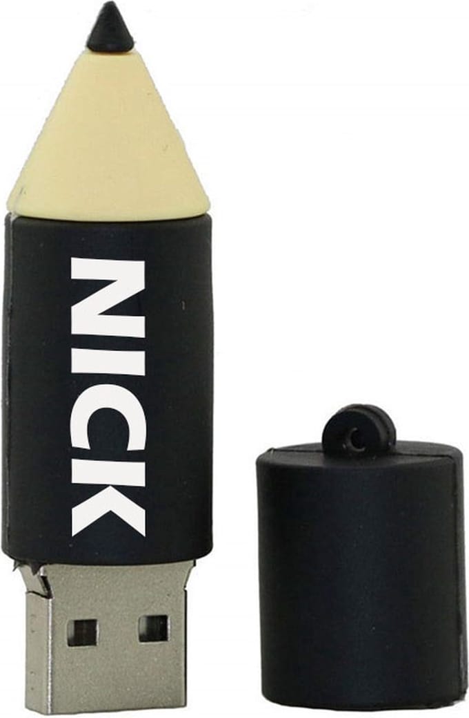 Potlood vorm 128GB 3.0 usb stick met naam of tekst bedrukken