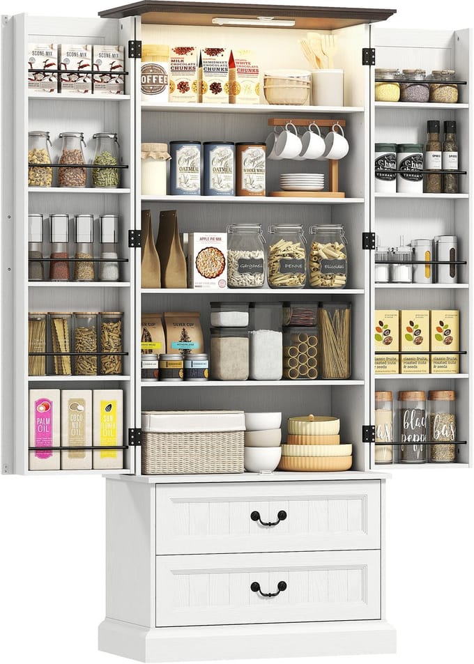 HOMCOM Keukenkast - Spaanplaat - 76x39,5x183cm - Wit