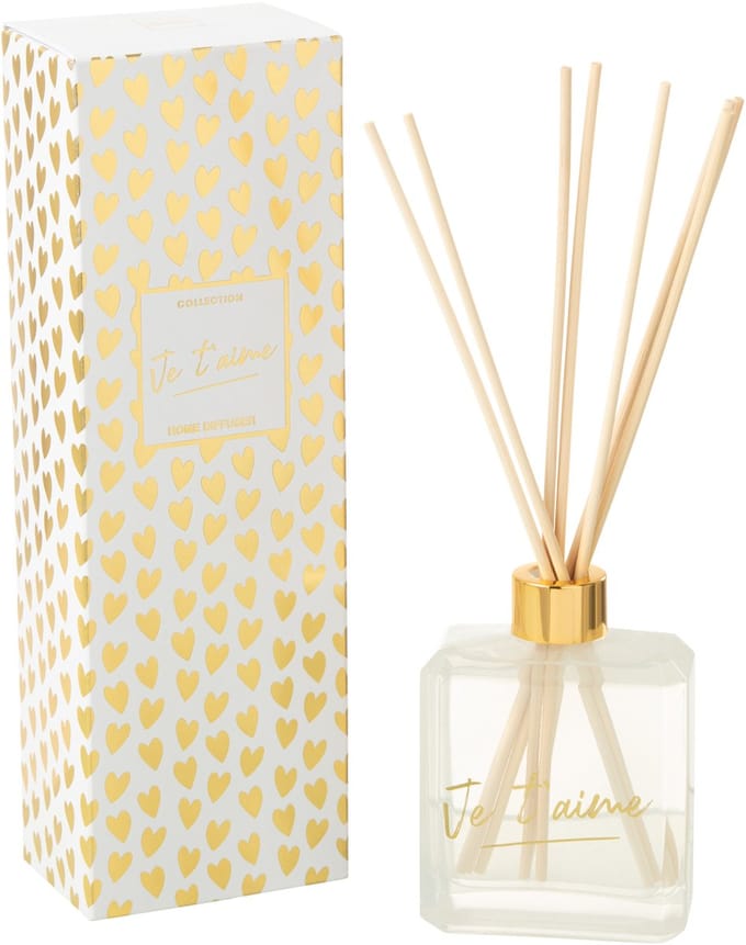 J-Line geurstokjes Je T'aime - Ginger Woord - glas - goud