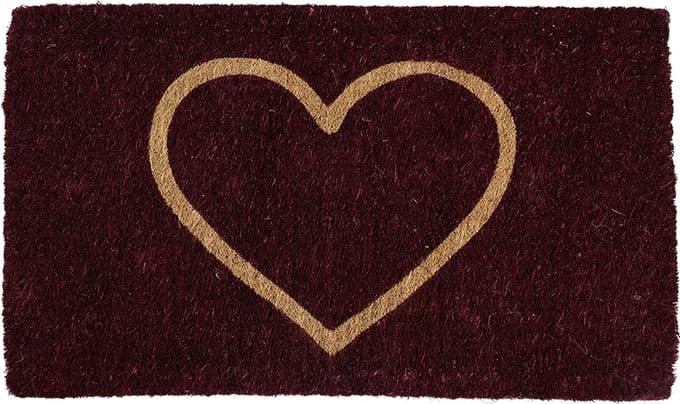 kokosmat handgeweven hart rood 75cm