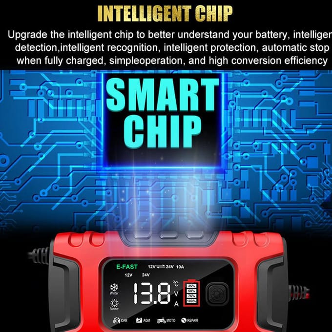 Auto-acculadermachine Digitaal display Motorfietsacculader Automatische acculader UK Plug rood