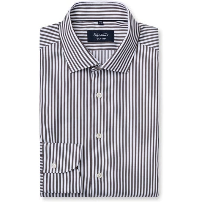 OLYMP Signature Overhemd, Tailored Fit, Signature Kent, Nougat