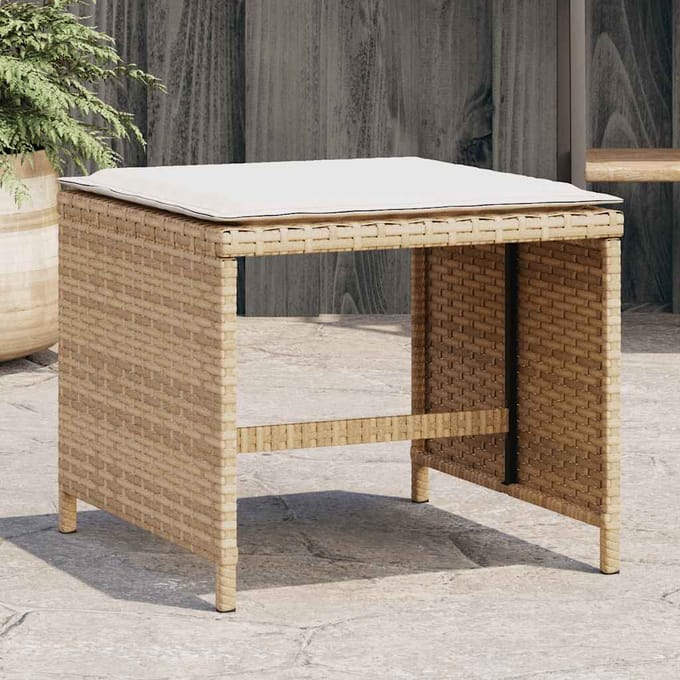 vidaXL - Tuinkrukken - 4 - st - met - kussens - 41x41x36 - cm - poly - rattan - beige