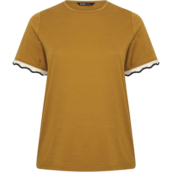 Yours Geel Metallic Tshirt Met Gehaakte Rand Size 42