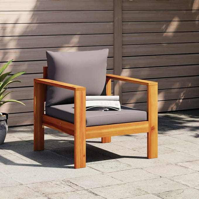 vidaXL - Tuinstoel - met - kussens - massief - acaciahout