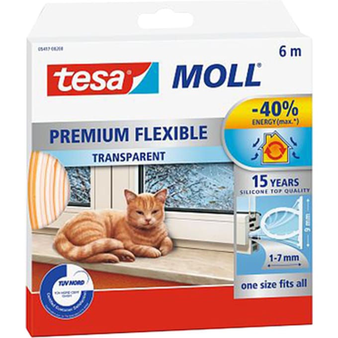 tesa PREMIUM FLEXIBLE 05417-00200-02 Afdichtingstape tesamoll Transparant (l x b) 6 m x 9 mm 1 stuk(s)
