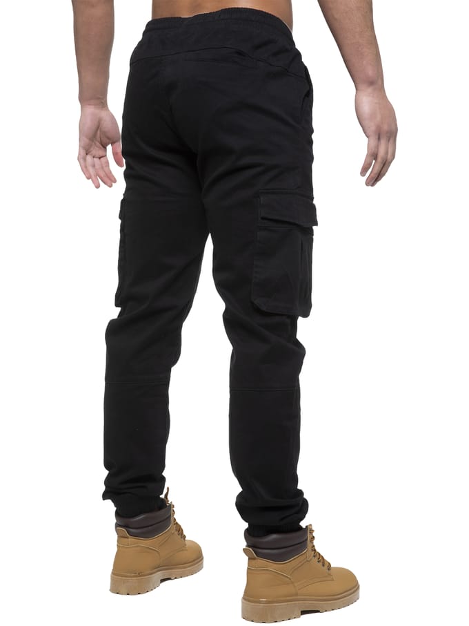 Enzo | Heren Cargo Jogger Jeans - Zwart