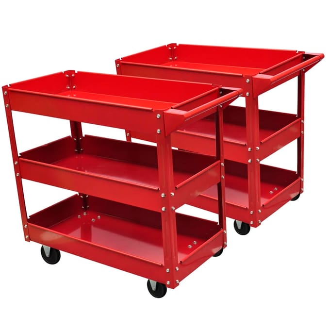 vidaXL - Gereedschapswagens - 2 - st - met - 3 - schappen