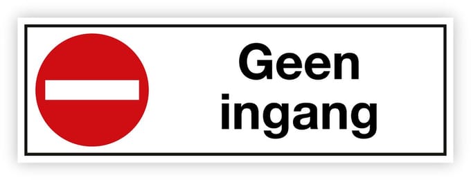 Simbol® - Stickers Geen ingang - Formaat 5 x 15 cm.