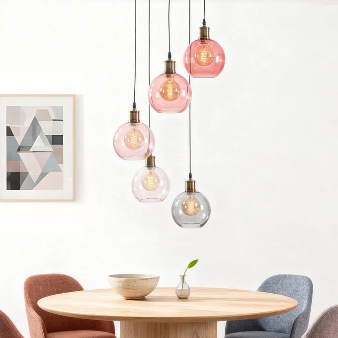 LumenXL Hanglamp 5-lichts - gekleurd glas - Liya