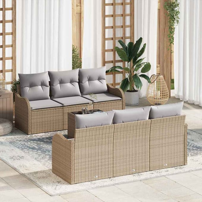 vidaXL - Tuinbank - Set - Beige - 55 - x - 55 - x - 37 - cm - poly - rattan