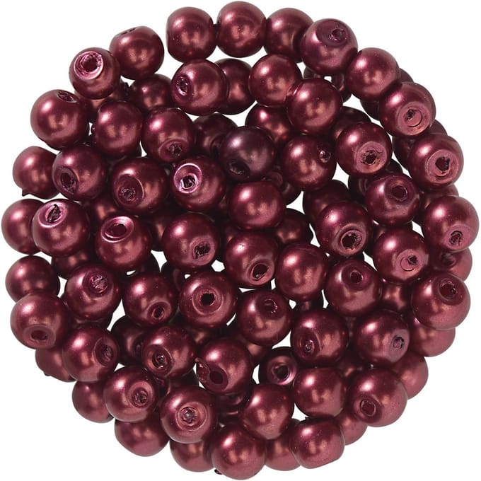 Glasparels, Ø 4 mm, 100 stuks - Donderrood