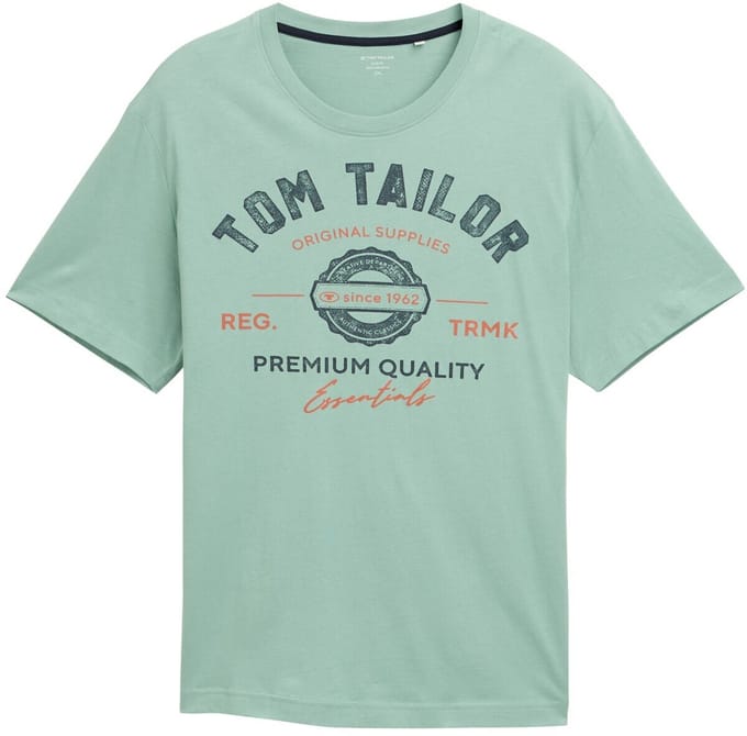 Tom Tailor - Plus Size - T-shirt met logo-print - Maat 3XL - dust green