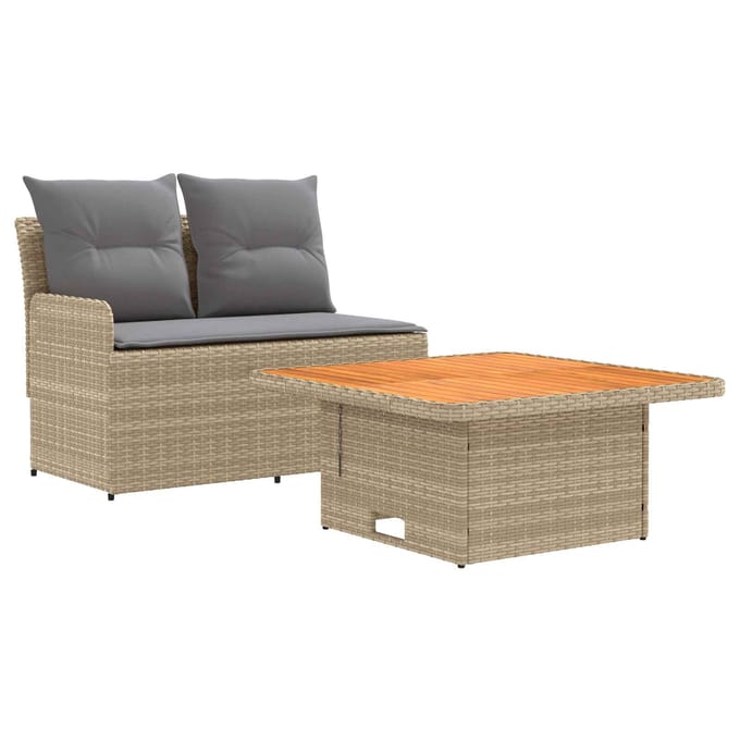 vidaXL - Tuin - Armleuning - Sofa - met - Opklapbare - Tafel - 2 - Stuk - PE - Riet