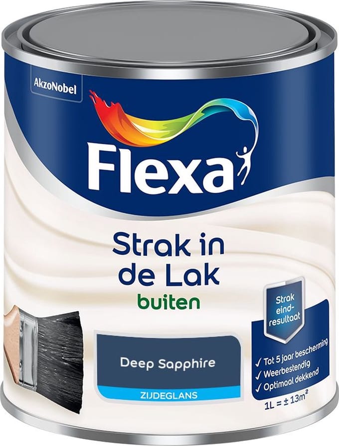 Flexa - Strak In De Lak Buitenlak Zijdeglans - Deep Sapphire - Mengverf - 1 L