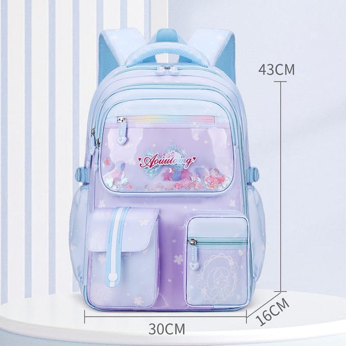 Réfrigérateur, Cartable d'école primaire, Sac à dos dégradé pour filles bleu