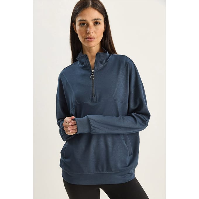 Relaxed Fit Ritskraag Gebreide Sweatshirt