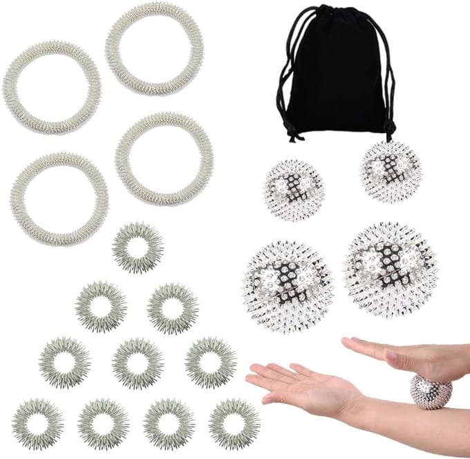 Complete Hand-, Vinger- en Lichaamsmassage Set met Massageballen en Ringen voor Ontspanning