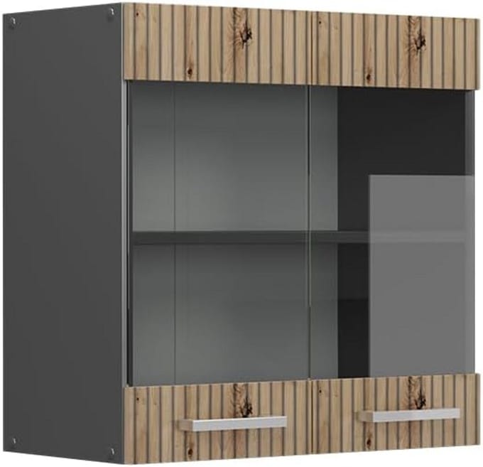 Compacte Keukenkast "R-Line" Ambachtelijk Eiken/Antraciet 60 cm