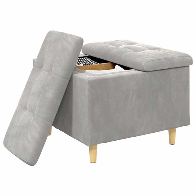 vidaXL - Ottoman - met - opslag - Lichtgrijs - 60 - x - 60 - x - 45 - cm - Fluweel