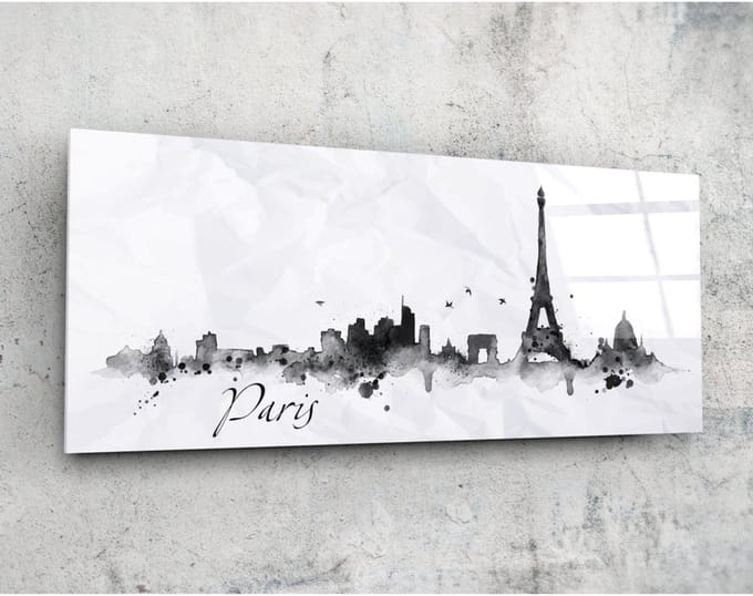 Panorama Glasschilderij - Parijs - Eiffeltoren - 92 x 36 cm