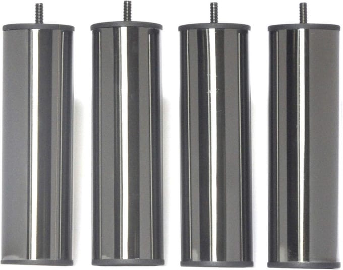 Set van 4 Zwarte Metalen Bedpoten van 20 cm Hoog - Ø60mm