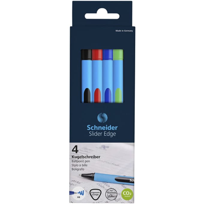 Schneider balpen - Slider Edge - 4 stuks - basic kleuren - S-152273
