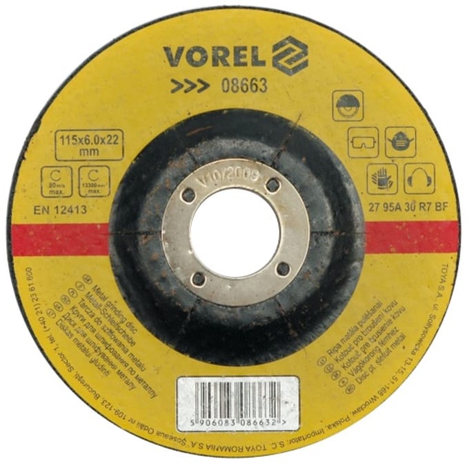 Vorel - Schuurschijf Metaal - 230 mm - 6,8 mm - Voor Haakse Slijpers