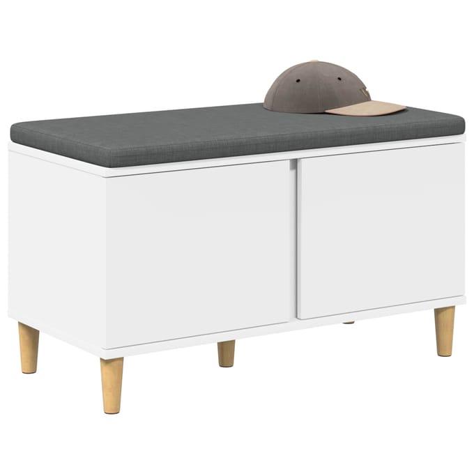 vidaXL - Hallenbank - Wit - 80 - x - 38 - x - 46 - cm - Geengineerd - Hout - en - Stof
