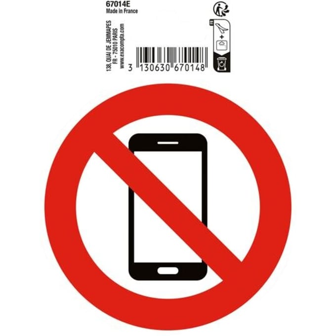 Exacompta Zelfklevend bord mobiel telefoneren verboden 10cm - Rood - 67014E