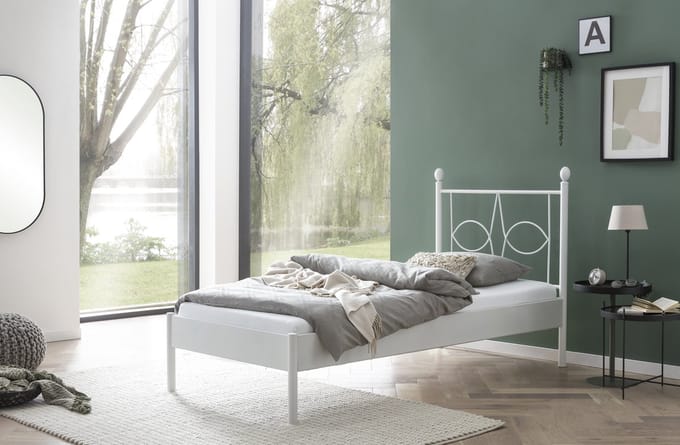 Bed Box Wonen Metalen bed Sun wit 90x200 cm