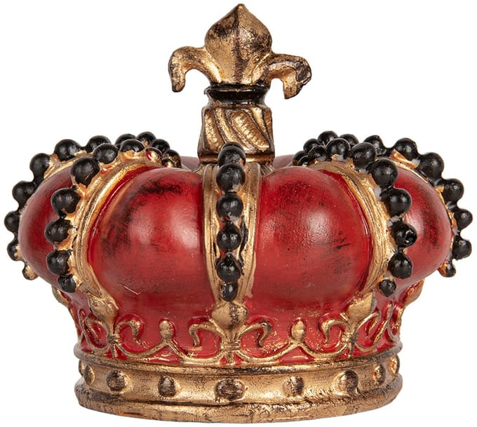 Clayre & Eef Decoratie Beeld Kroon Ø 13x11 cm Rood Kunststof
