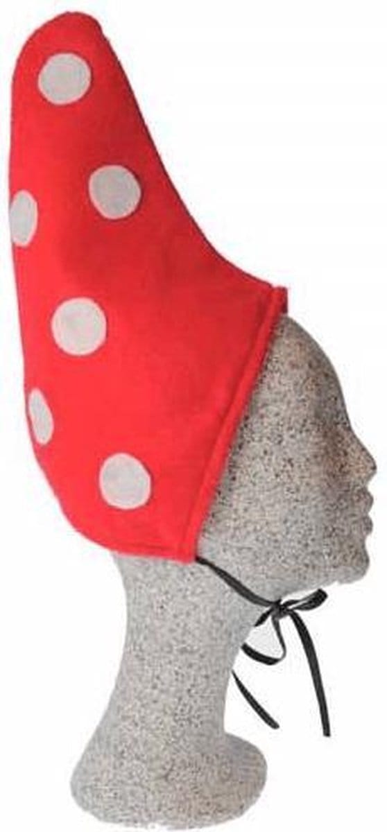 Kabouter kinder mutsen - 6x - verkleed hoeden - rood/witte stippen - sprookjes - dwergen - carnaval