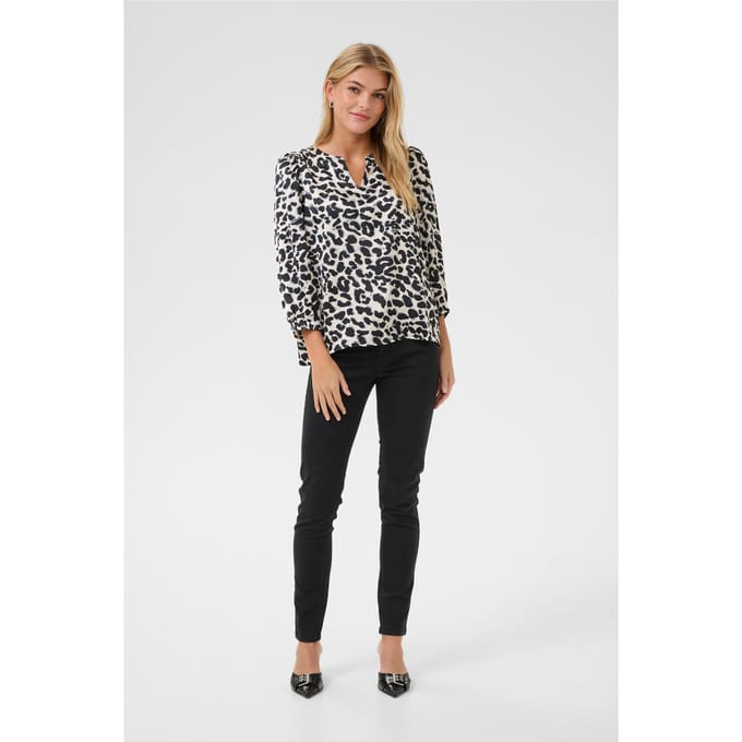 Blouse met lange mouwen Loose fit Grey Leopard