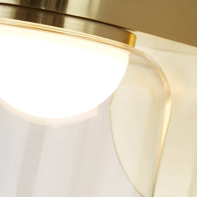 Searchlight LED wandlamp Highball, messingkleurig, IP44, glas