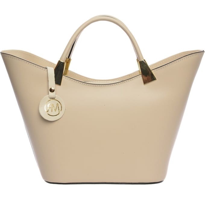 Roberta M Beige Rundleer Tas