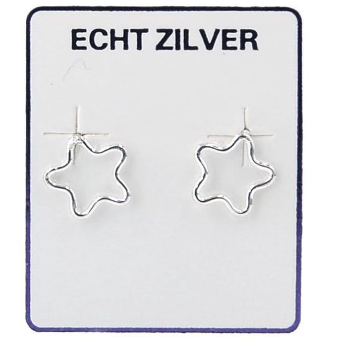 Zilveren oorknopjes met open sterretje 8 mm