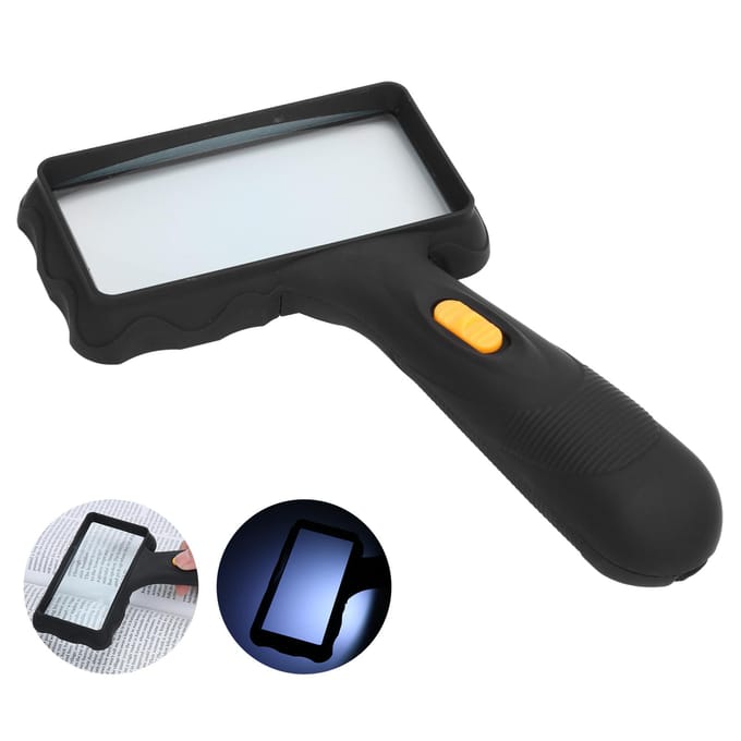 2x Vergrootglas Handheld Rechthoekige Vergrootglas met 2 LED-lampjes voor Lezen Sieraden