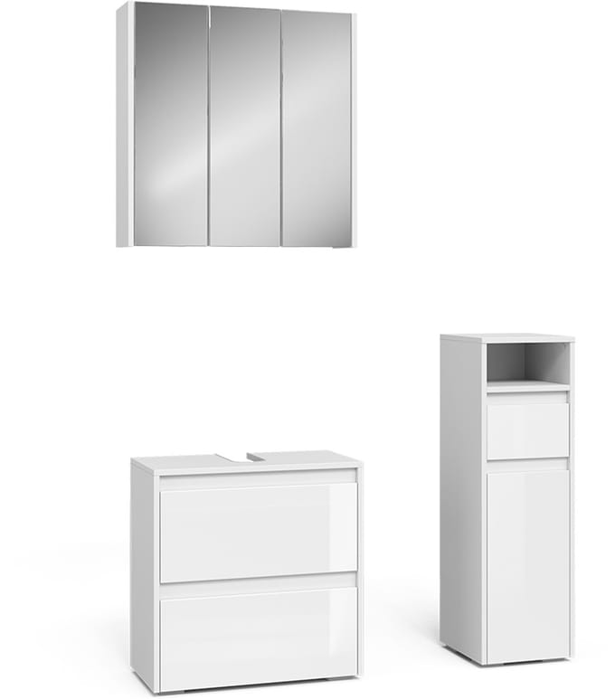 Vicco Badkamermeubelset Majest, Wit Hoogglans, 3-delig
