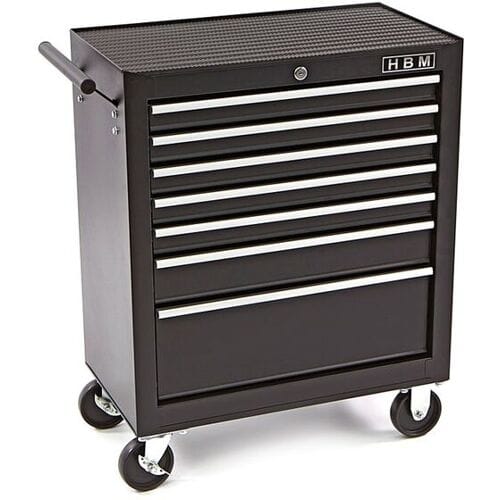HBM gereedschapswagen met 7 laden, 62 cm, zwart