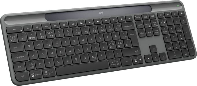 Logitech K980 Signature Slim Solar+ Wireless - Toetsenbord - Engels (US international) - Grijs
