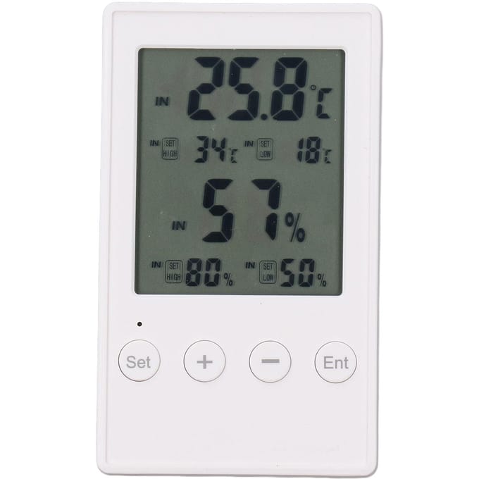Luchtvochtigheids- en Temperatuurmonitor Multifunctionele Digitale Hygrometer Thermometer met Sonde voor Thuis gray