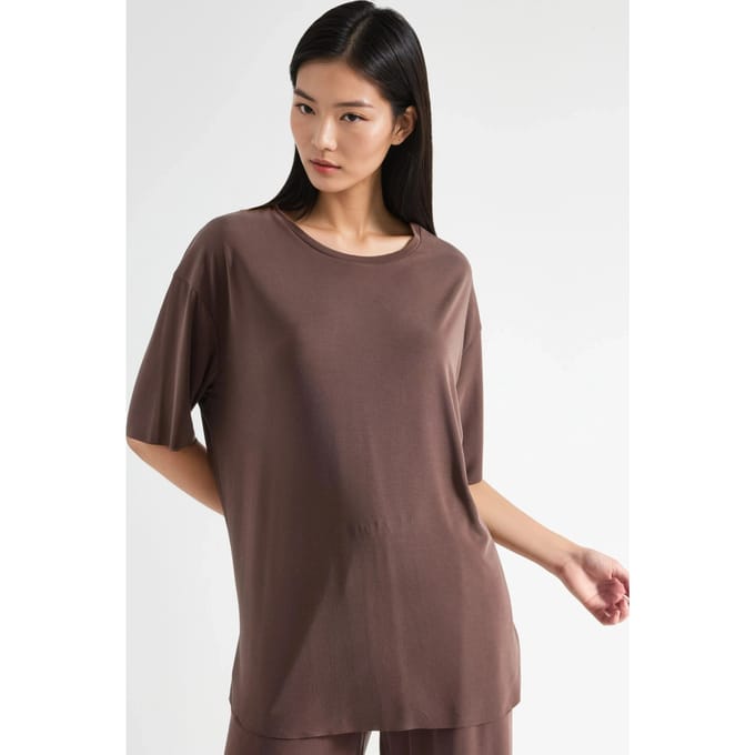 Ontspannen Pasvorm Crew Neck Gebreid T-Shirt