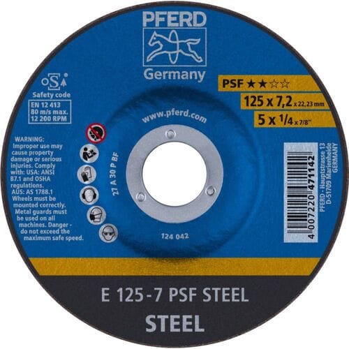 PFERD TOOLS 62012634 Psf Steel Afbraamschijf gebogen Diameter 125 mm Boordiameter 22.23 mm 10 stuk(s)