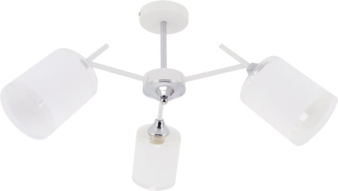 ANDERS Plafondlamp met 3 x E27 Fitting - WIT/CHROME - Glas - Dia. 600mm