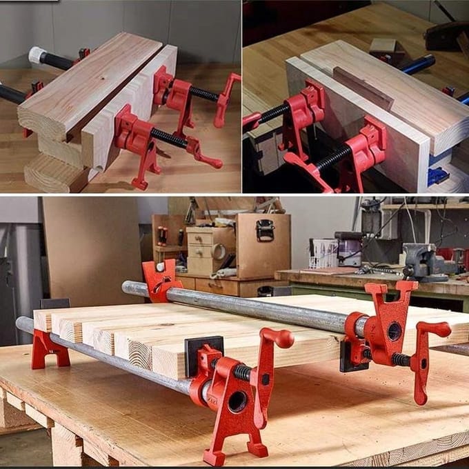 4x Pijpenklem 3/4" - Eindeloze Werkbankklem voor Houtbewerking