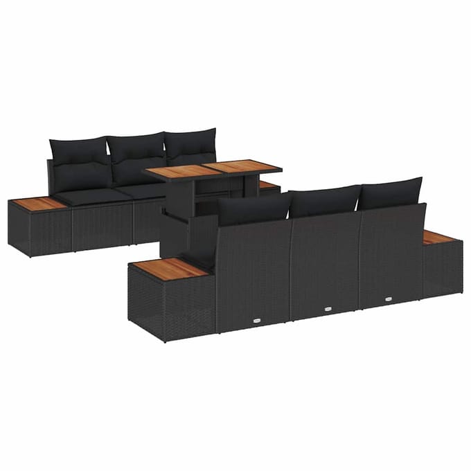 vidaXL - Tuinbank - Set - 7 - st - Zwart - 100 - x - 55 - x - 73 - cm