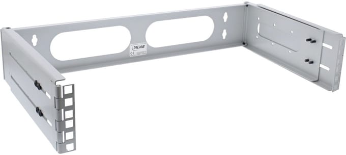 Muurbeugel voor 19 inch componenten | 24-40 cm diep | max. 10 kg | 2U | grijs
