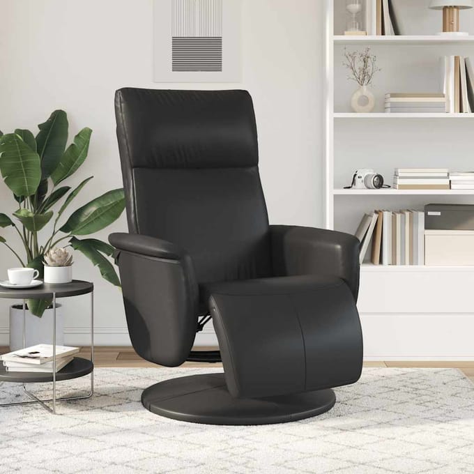 vidaXL - Fauteuil - verstelbaar - met - voetensteun - kunstleer - zwart