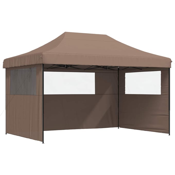 vidaXL - Partytent - inklapbaar - pop-up - met - 3 - zijwanden - bruin